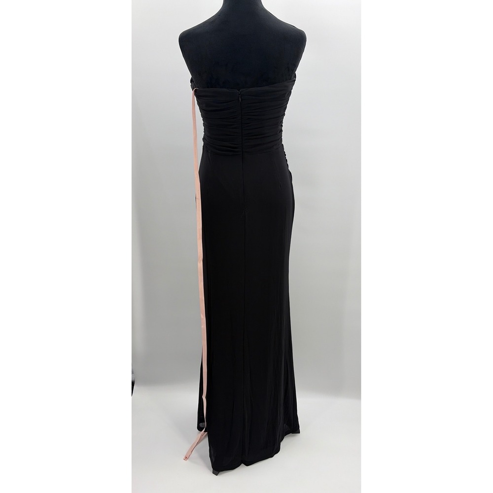 Lulus Epitome of Allure Black Mesh Strapless Ruched Maxi Dress NBD6304 Womens L - Picture 7 of 12